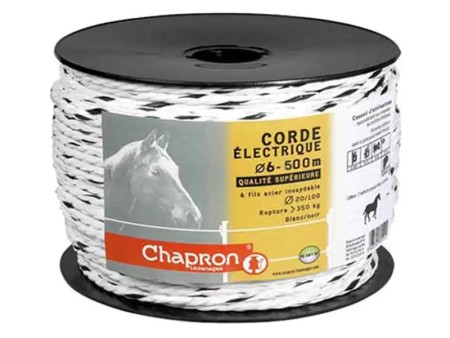 Corde clôture électrique chevaux 6mm noir et blanc %%sep%% %%sitename%%