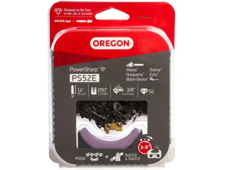 Chaîne de tronçonneuse 14" 52E et pierre d'affûtage - OREGON Powersharp