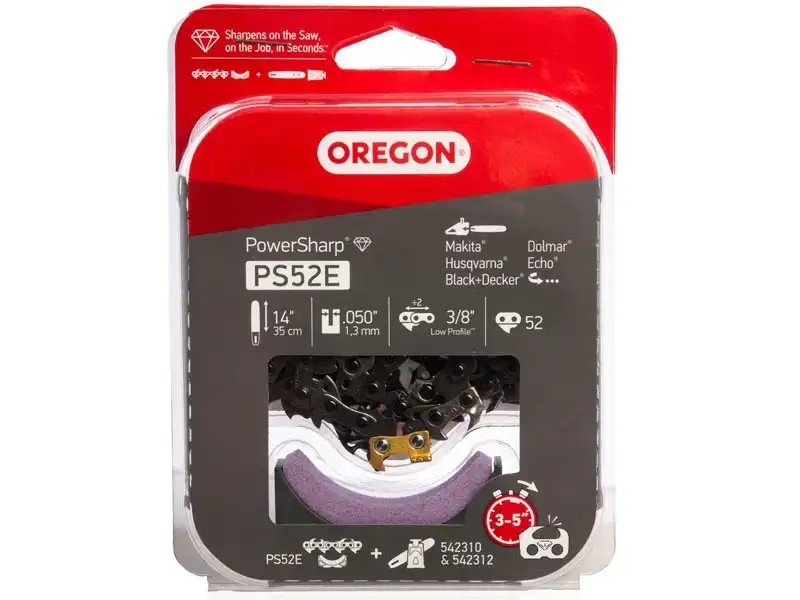 Chaîne de tronçonneuse 14" 52E et pierre d'affûtage - OREGON Powersharp