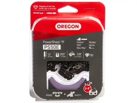 Chaîne de tronçonneuse 14" 50E et pierre d'affûtage - OREGON Powersharp